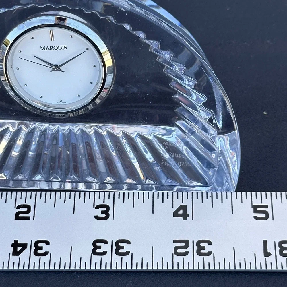 VTG Marquis by Waterford Crystal Shelf Desk Mantel Clock Works - Needs A Battery